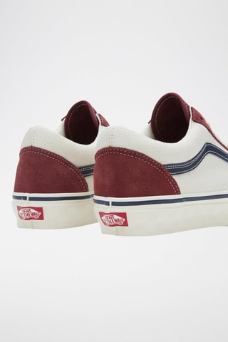 Leren Sneakers Old Skool - Wit en bordeauxrood