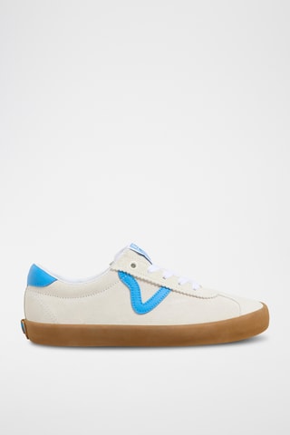 Nubuck Sneakers Sport Low - Ecru en blauw
