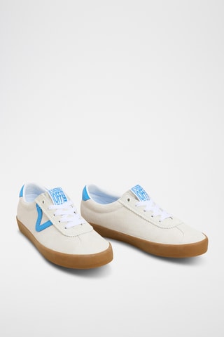 Nubuck Sneakers Sport Low - Ecru en blauw