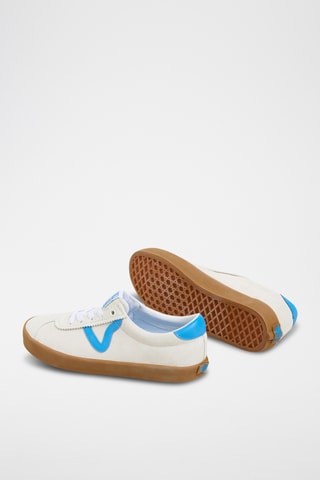 Nubuck Sneakers Sport Low - Ecru en blauw