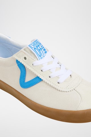 Nubuck Sneakers Sport Low - Ecru en blauw