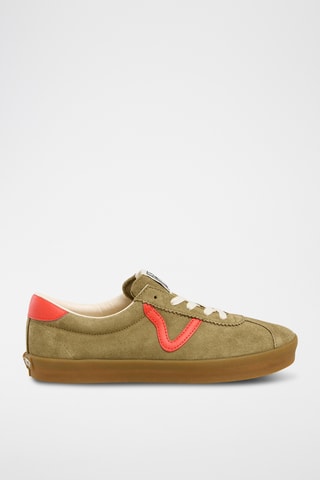 Leren Sneakers Sport Low - Olijfgroen 