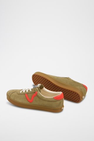 Leren Sneakers Sport Low - Olijfgroen 