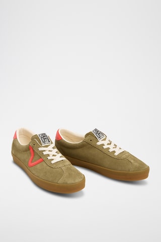 Leren Sneakers Sport Low - Olijfgroen 