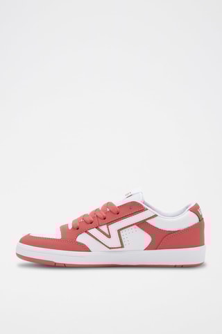 Leren Sneakers Lowland  CC - Wit en koraalrood
