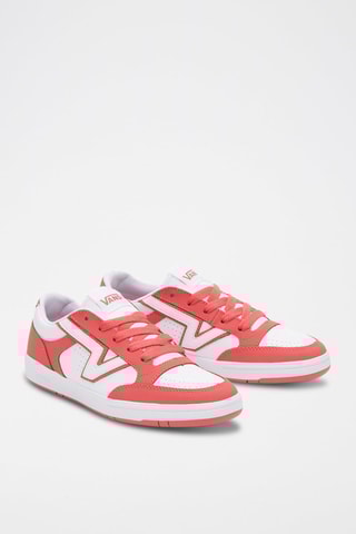 Leren Sneakers Lowland  CC - Wit en koraalrood