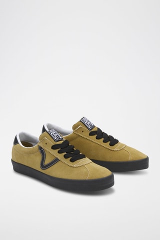 Leren Sneakers Sport Low - Olijfgroen