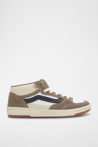 Hoge Leren Sneakers Skate Zahba Mid - Wit en Taupe 