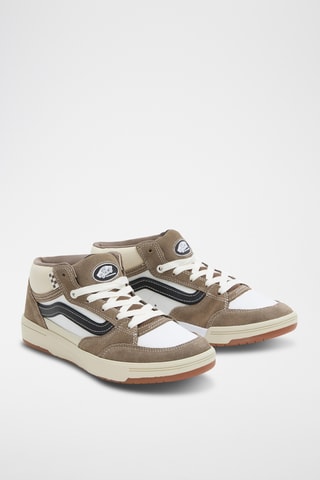 Hoge Leren Sneakers Skate Zahba Mid - Wit en Taupe 