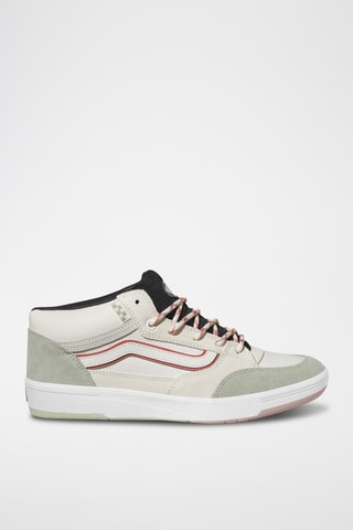 Hoge Leren Sneakers Skate Zahba Mid - Wit en zeegroen