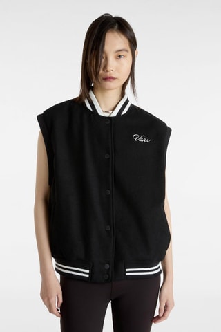 Lang Wollen Vest Piper Stadium Vest - Zwart 