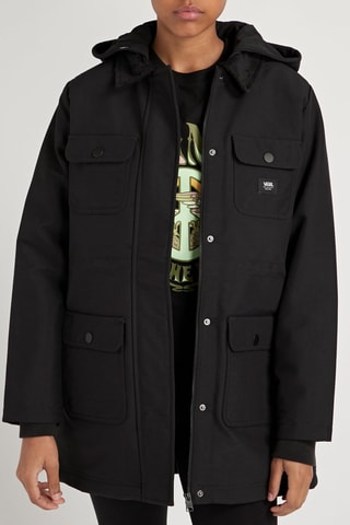 Parka met Capuchon Drill Long - Zwart