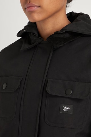 Parka met Capuchon Drill Long - Zwart