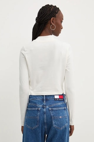 Cropped T-shirt Mini Mock Neck LS - Wit