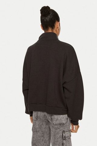 Sweater Elevated Double Knit Loose Mock Neck - Zwart 