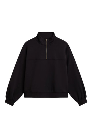 Sweater Elevated Double Knit Loose Mock Neck - Zwart 