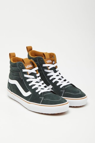 Hoge Leren Sneakers Antraciet en Wit