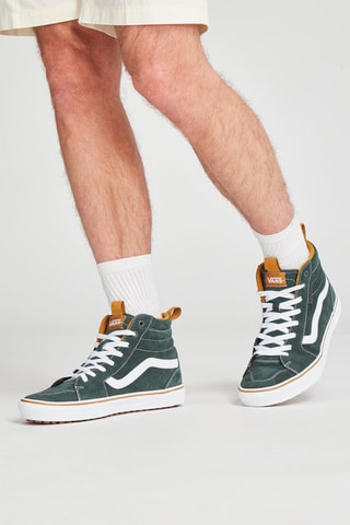 Hoge Leren Sneakers Antraciet en Wit