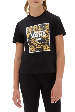 T-shirt Floral Box Crew - Zwart