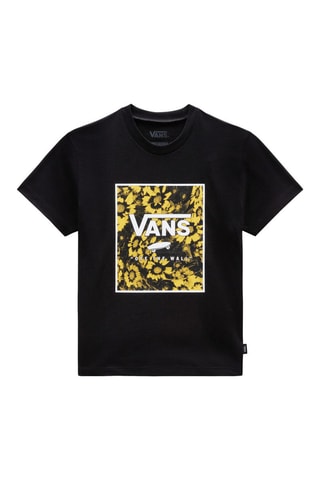 T-shirt Floral Box Crew - Zwart