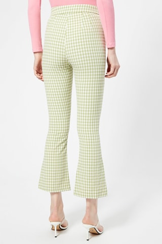 Calças bootcut 7/8 cintura alta Verde e cru