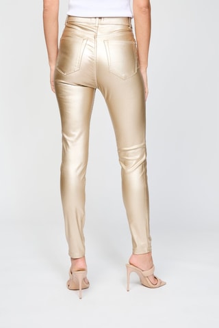 Calças skinny cintura subida - Dourado