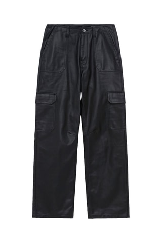 Calças cargo de cintura subida - Preto