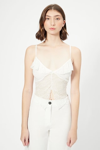 Crop top de renda Cru