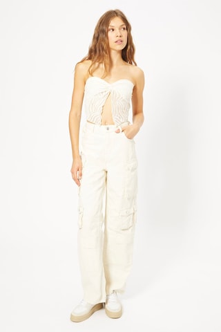 Crop top caicai de renda - Branco