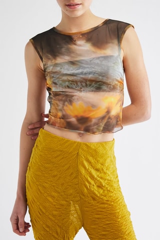 Crop top - Amarelo e castanho