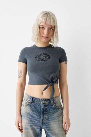 Crop top - Cinzento