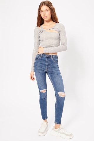 Crop top - Cinzento-claro