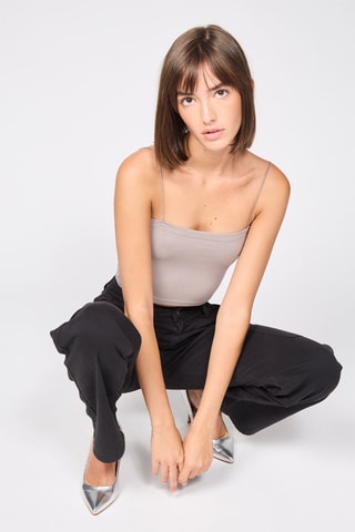 Crop top - Cinzento-claro