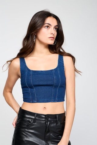 Crop top de ganga - Azul-marinho