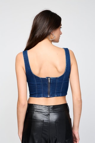 Crop top de ganga - Azul-marinho