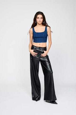 Crop top de ganga - Azul-marinho