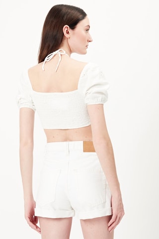 Crop top de bordado inglês Branco