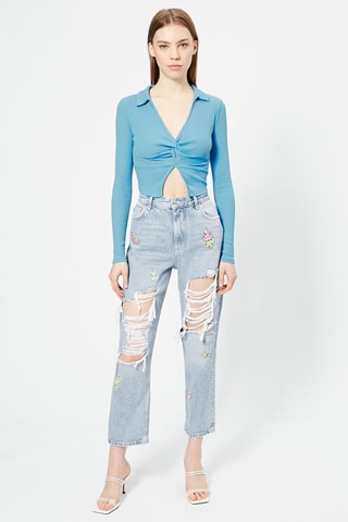 Crop top Azul-celeste