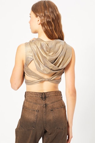 Crop top com capuz - Dourado