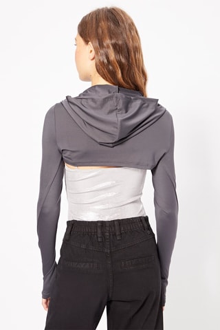 Crop top com capuz - Cinzento