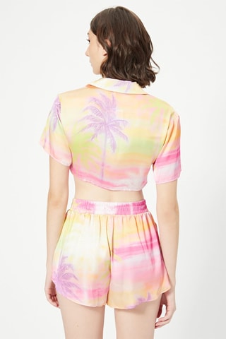 Crop top tie and dye Rosa e amarelo