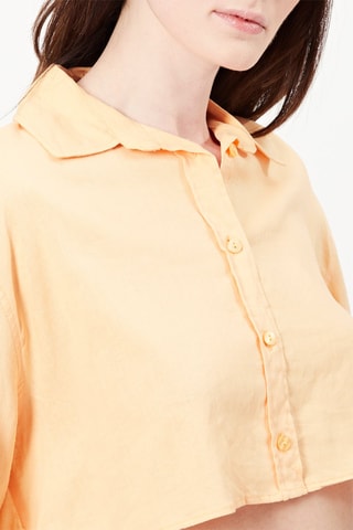 Camisa curta em linho Laranja