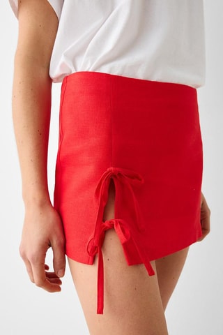 Minissaia de linho - Vermelho