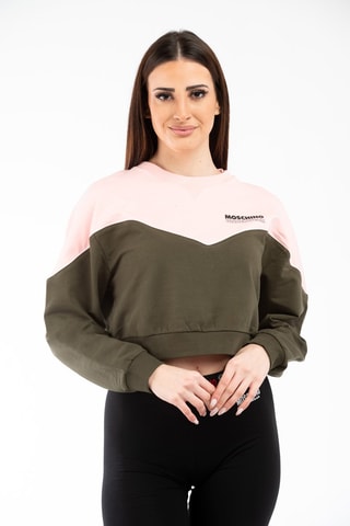 Sweat de mangas compridas Caqui e rosa-pálido