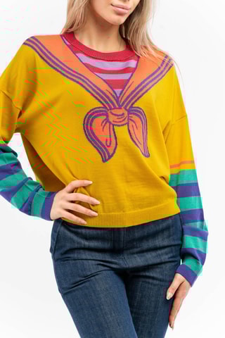 Camisola em lã - Amarelo e vermelho