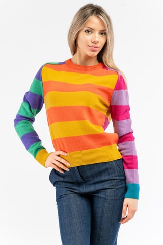 Camisola em lã e caxemira - Laranja e rosa