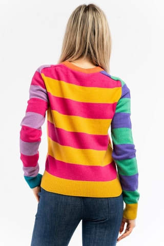Camisola em lã e caxemira - Laranja e rosa