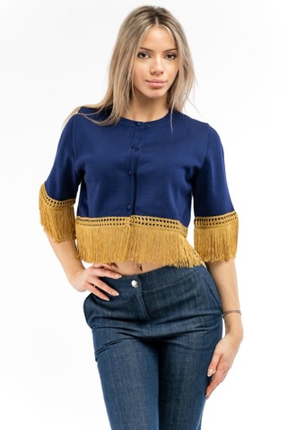 Camisola em lã - Azul-marinho e amarelo