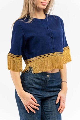 Camisola em lã - Azul-marinho e amarelo