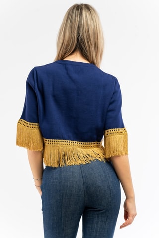 Camisola em lã - Azul-marinho e amarelo